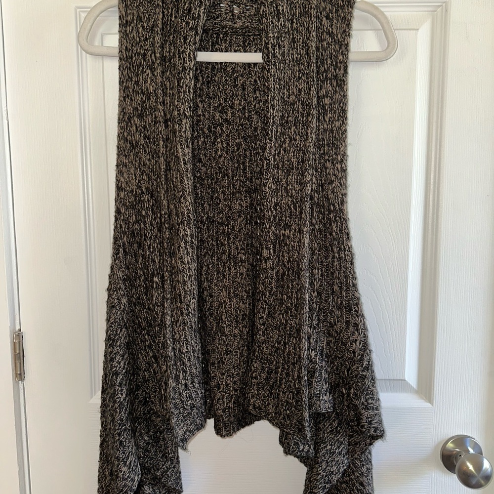 Women's Black and Gray Sweater Vest